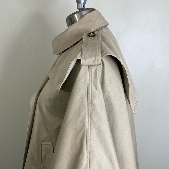 DREAMY DOUBLE BREASTED PONCHO TRENCH COAT 🧥 OPEN SIDES SIZE MEDIUM 100% COTTON - Picture 11 of 17